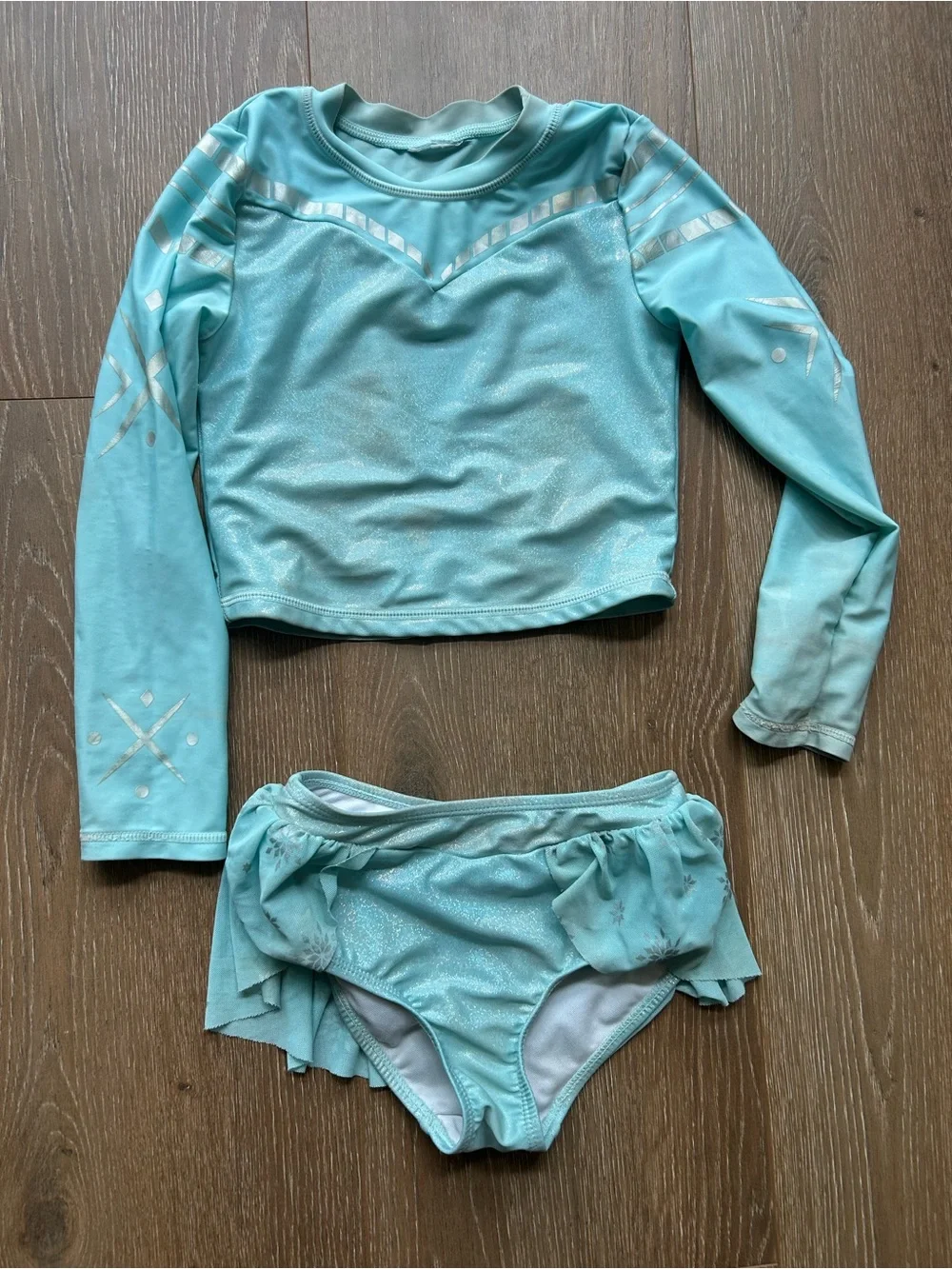 Disney Girls' Mint Aqua Long-Sleeve Rash Guard Swim Set
